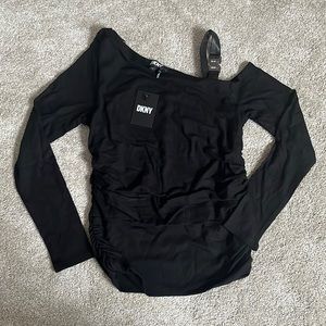 Women’s DKNY Black One Shoulder Asymmetrical Top, Small